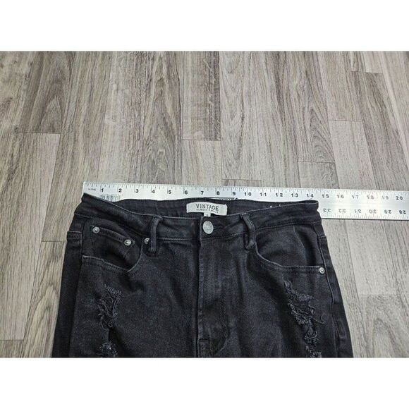 (3/$35) Vintage Almost Famous Size 9 Pockets Distressed Black Denim Jeans - Picture 7 of 11